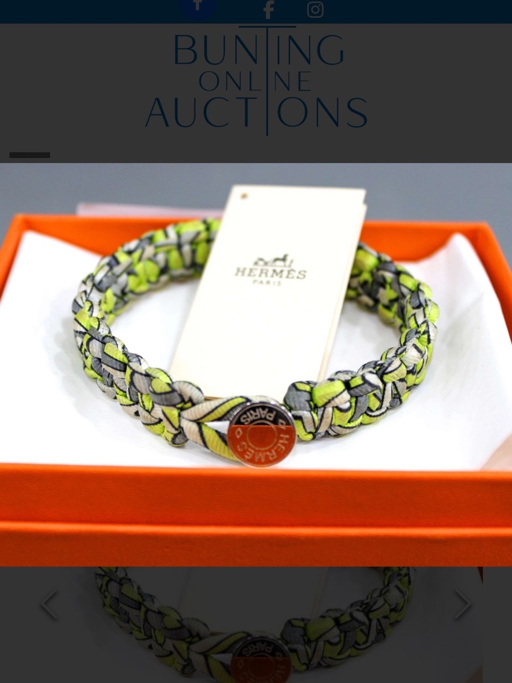 Neon Yellow Braided Silk Bracelet with Signature Clasp with COA